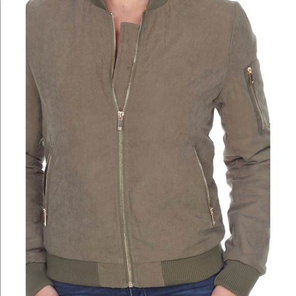 White Mark Bomber Jacket Olive Size Large Women’s - Picture 2 of 7